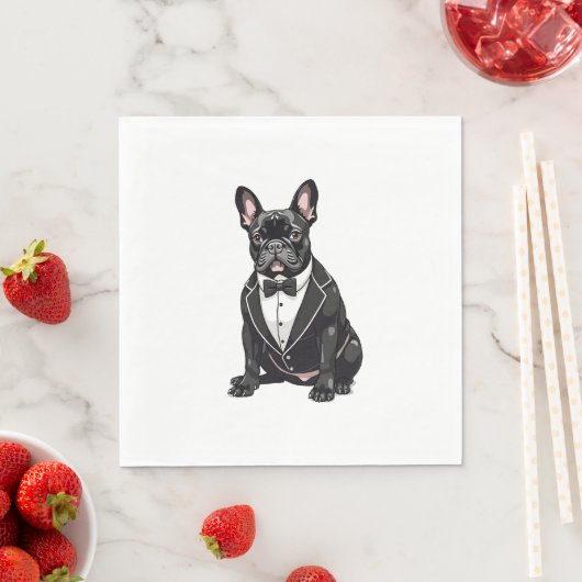 Serviette En Papier Chien de taureaux français à Tuxedo (En situation)