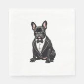 Serviette En Papier Chien de taureaux français à Tuxedo (Devant)
