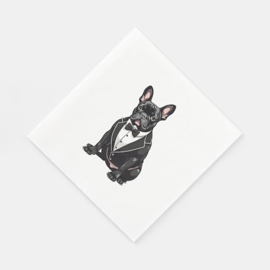 Serviette En Papier Chien de taureaux français à Tuxedo (Coin)