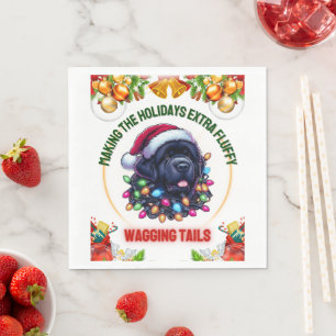 Serviette En Papier Chien de Terre-Neuve Noël Casquette de Noël