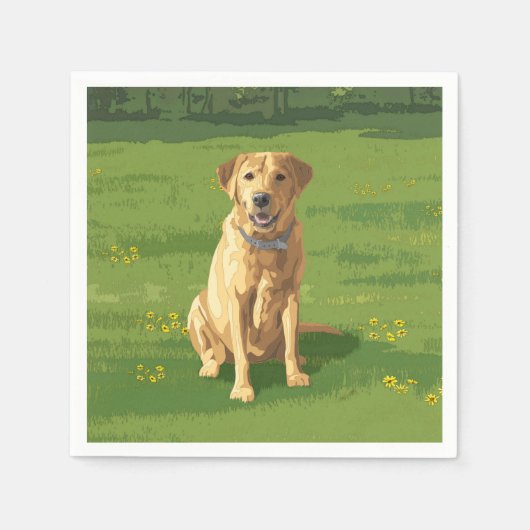 Serviette En Papier Chien de trieur du Labrador jaune (Devant)