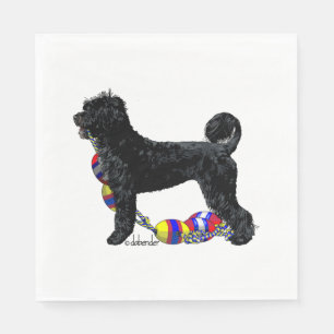 Serviette En Papier Chien d'eau portugais debout avec une ligne flotta