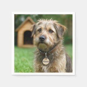 Serviette En Papier Chien débraillé adopté avec niche