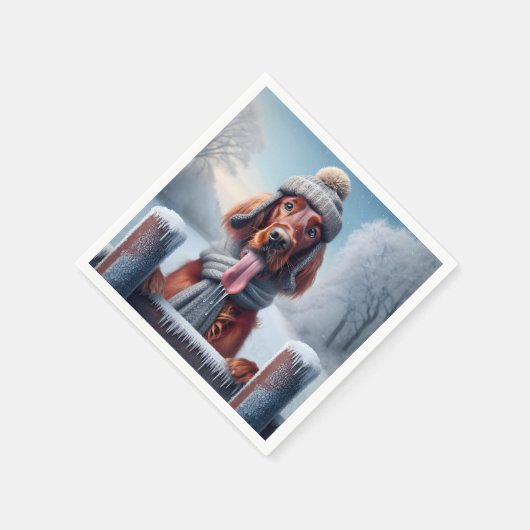 Serviette En Papier Chien d'hiver irlandais Setter (Coin)