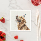 Serviette En Papier Chien d'or de l'épreuve d'anniversaire (En situation)