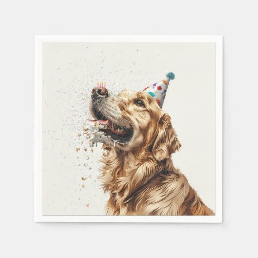 Serviette En Papier Chien d'or de l'épreuve d'anniversaire (Devant)