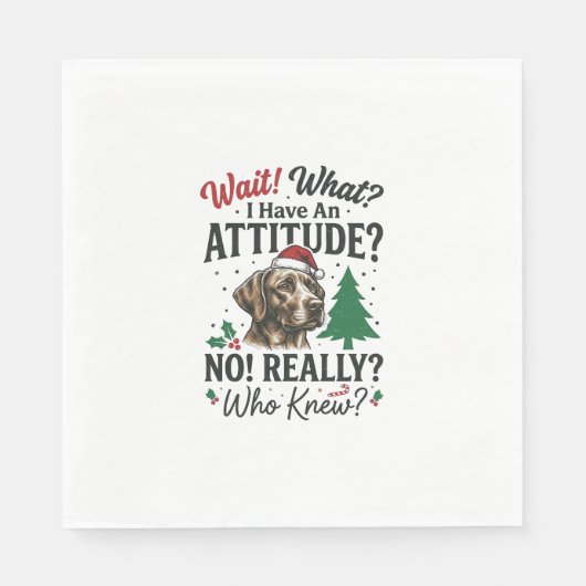 Serviette En Papier Chien Drôle Attitude Noël Vector Design_1 (Devant)