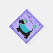 Serviette En Papier Chien écossais noir habillé amour violet (Coin)