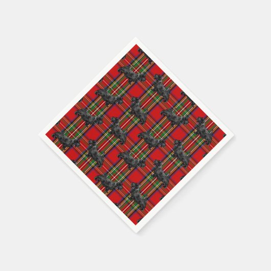 Serviette En Papier Chien écossais sur Tartan écossais rouge (Coin)