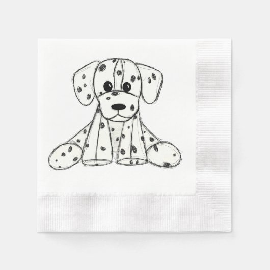 Serviette En Papier Chien en dalmate dessin simple noir (Devant)