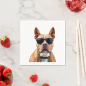Serviette En Papier Chien en Lunettes de soleil Papier Napkin (En situation)