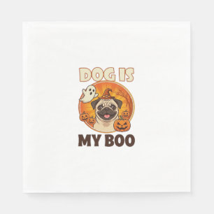 Serviette En Papier Chien est Boo Pug Halloween Fantôme Citrouille