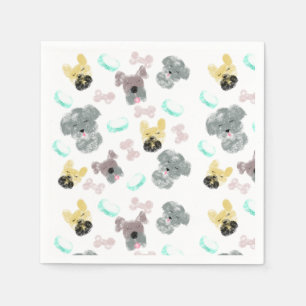 Serviette En Papier Chien et Bowles Animaux de compagnie Motif rose bl