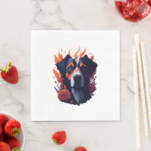 Serviette En Papier Chien et fleurs (En situation)