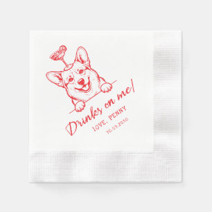 Serviette En Papier Chien funky dessin personnalisé, Fête de fiançaill