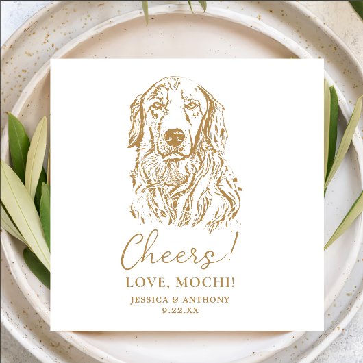 Serviette En Papier Chien Golden Retriever Vive mariage personnalisé