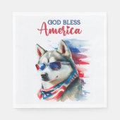 Serviette En Papier Chien-Husky Patriotique (Devant)