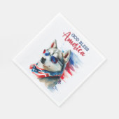Serviette En Papier Chien-Husky Patriotique (Coin)