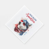 Serviette En Papier Chien-Husky Patriotique (Coin)