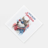 Serviette En Papier Chien-Husky Patriotique (Coin)