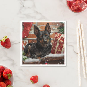 Serviette En Papier Chien Kelpie Australien Noël Festif