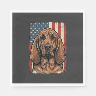 Serviette En Papier Chien Limier Patriotique Drapeau Américain Art_1