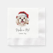 Serviette En Papier Chien Maltais De Noël Boissons Personnalisées Sur  (Devant)