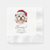 Serviette En Papier Chien maltais de Noël - encouragements personnalis (Devant)
