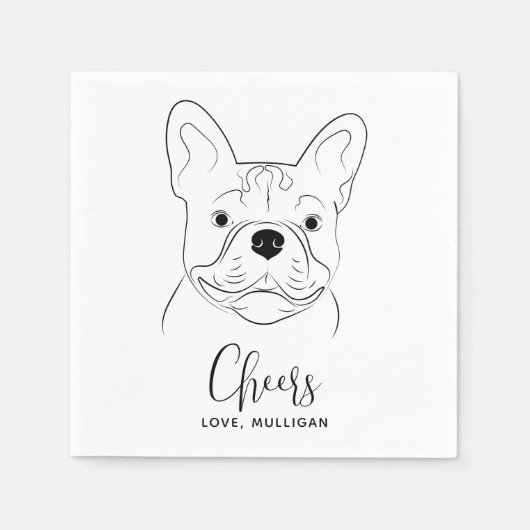 Serviette En Papier Chien Mariage Accueil personnalisé Chien Français  (Devant)
