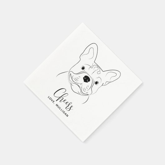 Serviette En Papier Chien Mariage Accueil personnalisé Chien Français  (Coin)