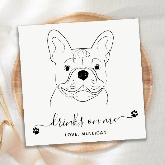 Serviette En Papier Chien Mariage Boire Sur Moi Custom French Bulldog