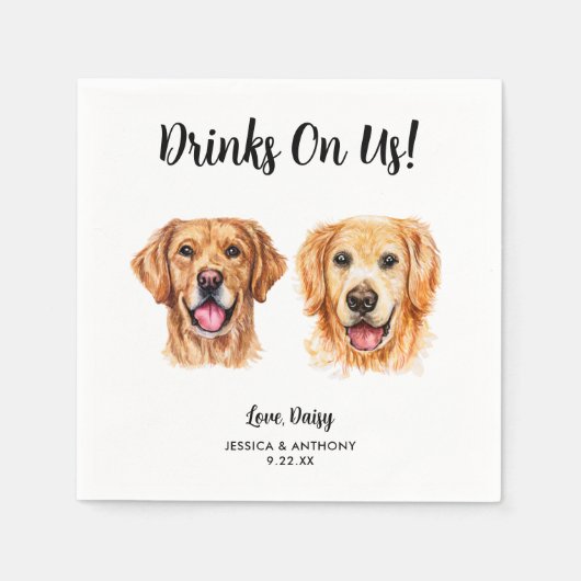 Serviette En Papier Chien Mariage Cocktail serviettes (Devant)