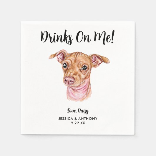 Serviette En Papier Chien Mariage Cocktail serviettes (Devant)