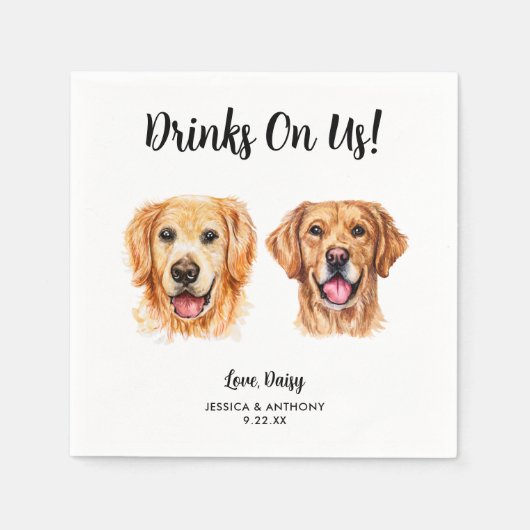 Serviette En Papier Chien Mariage Cocktail serviettes (Devant)