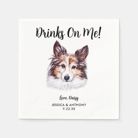 Serviette En Papier Chien Mariage Cocktail serviettes (Devant)