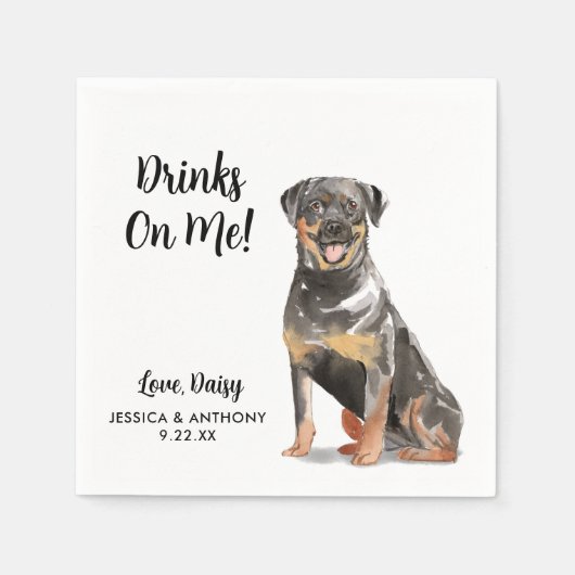 Serviette En Papier Chien Mariage Cocktail serviettes (Devant)
