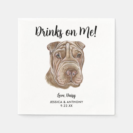 Serviette En Papier Chien Mariage Cocktail serviettes (Devant)