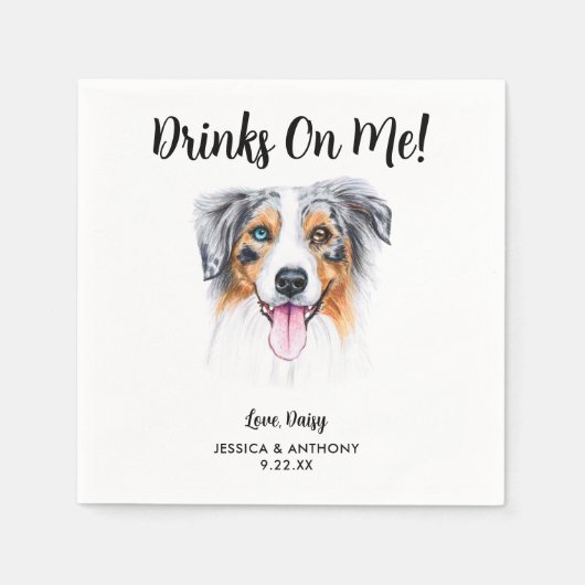 Serviette En Papier Chien Mariage Cocktail serviettes (Devant)