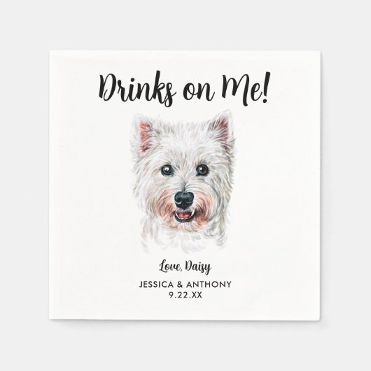 Serviette En Papier Chien Mariage Cocktail serviettes (Devant)