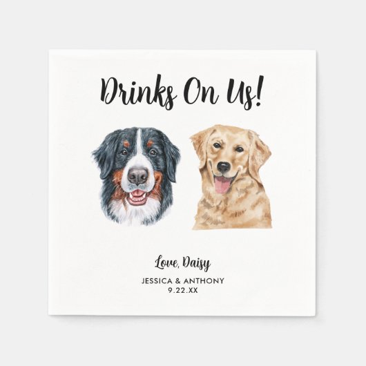 Serviette En Papier Chien Mariage Cocktail serviettes (Devant)