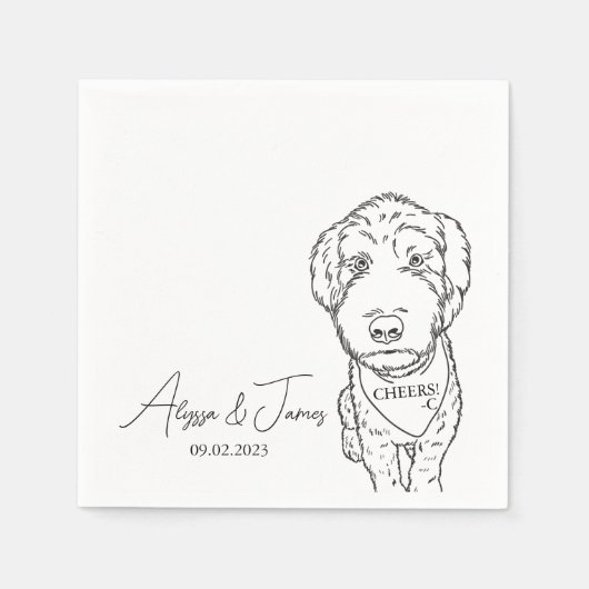 Serviette En Papier Chien Mariage Cocktail serviettes Salutations Gold (Devant)