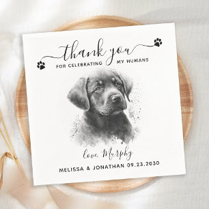 Serviette En Papier Chien Mariage Merci moderne Black Labrador animal