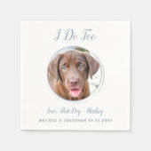 Serviette En Papier Chien Mariage Moderne Je fais Trop Dusty Blue Pet  (Devant)