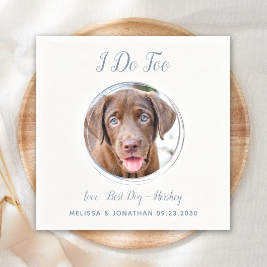 Serviette En Papier Chien Mariage Moderne Je fais Trop Dusty Blue Pet 