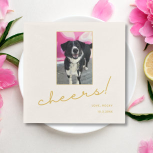 Serviette En Papier Chien Mariage Napkins Gold Cheers Animal Photo