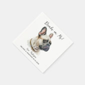 Serviette En Papier Chien Mariage Personnalisé Français Bulldog Cockta (Coin)