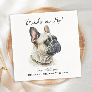 Serviette En Papier Chien Mariage Personnalisé Français Bulldog Cockta