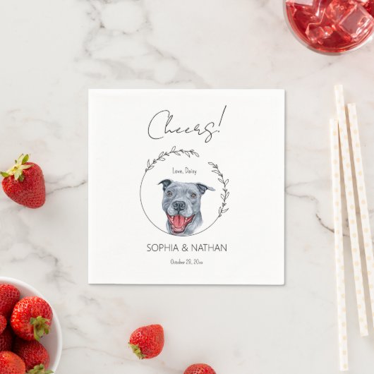 Serviette En Papier Chien Mariage simple Pit Bull Cocktail Napkins (En situation)