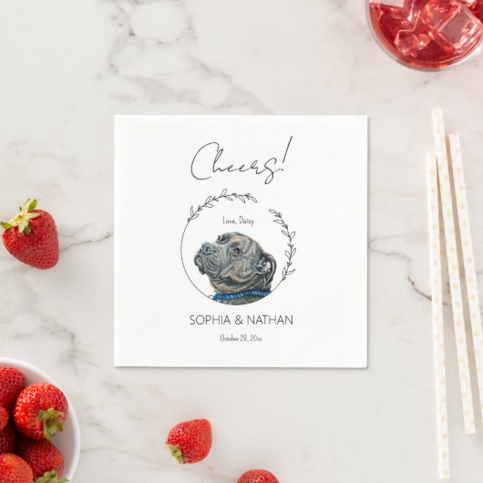 Serviette En Papier Chien Mariage simple Pit Bull Cocktail Napkins (En situation)