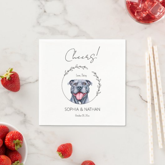 Serviette En Papier Chien Mariage simple Pit Bull Cocktail Napkins (En situation)